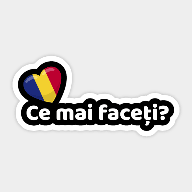 Romania Flag Ce mai faceti Sticker by SunburstGeo